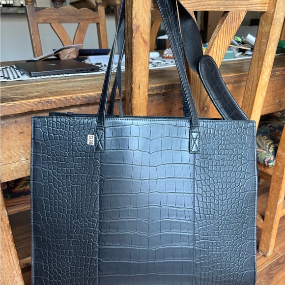 Beis - The Large Work Tote 
in Black Croc Purse - Picture 1 of 9